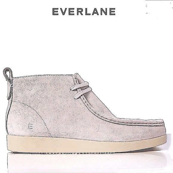 Everlane The Moc Toe Leather Chukka Desert Boot in Stone Grey Suede Like New 9 - Picture 1 of 16